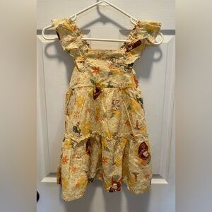 Disney Moana 2 Tiered Textured Swiss Dot Flutter Sleeve Sundress Lined Sz 5T